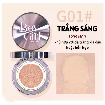 Phấn nước cushion GOGO TALES Boy Girl dưỡng ẩm che khuyết điểm kèm lõi thay thế Glazed Soft Air GogoTales GT471
