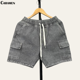  Quần Short Jeans Nam Nữ CARAMEN Túi Hộp  Lưng Thun  Form Rộng 