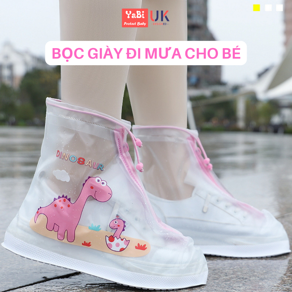 Bọc giày đi mưa cho bé Yabi, Bao giày đi mưa chống trơn trượt kiểu dáng dễ thương cho bé trai bé gái