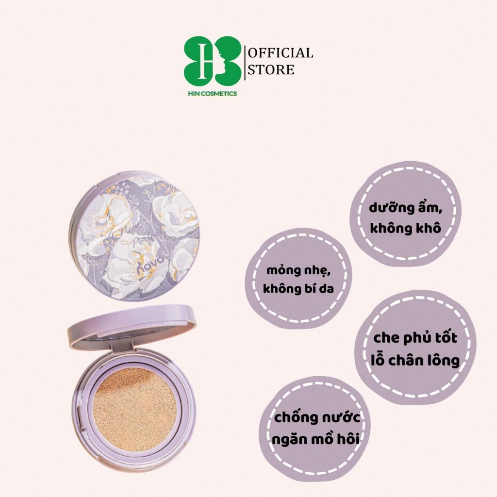 NOVO Cushion dưỡng ẩm, che phủ tốt, không thấm nước và mồ hôi