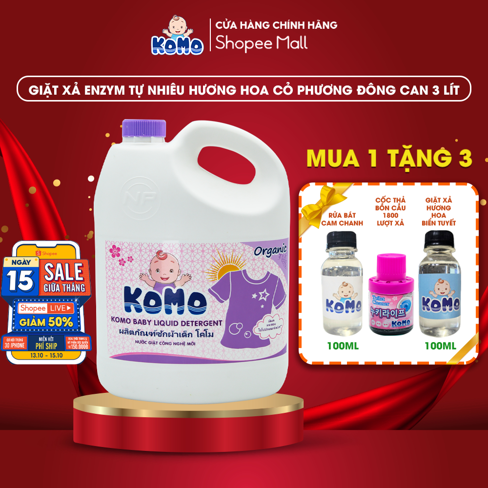 Nước Giặt Komo Hương Hoa Cỏ Phương Đông Can 3 Lít