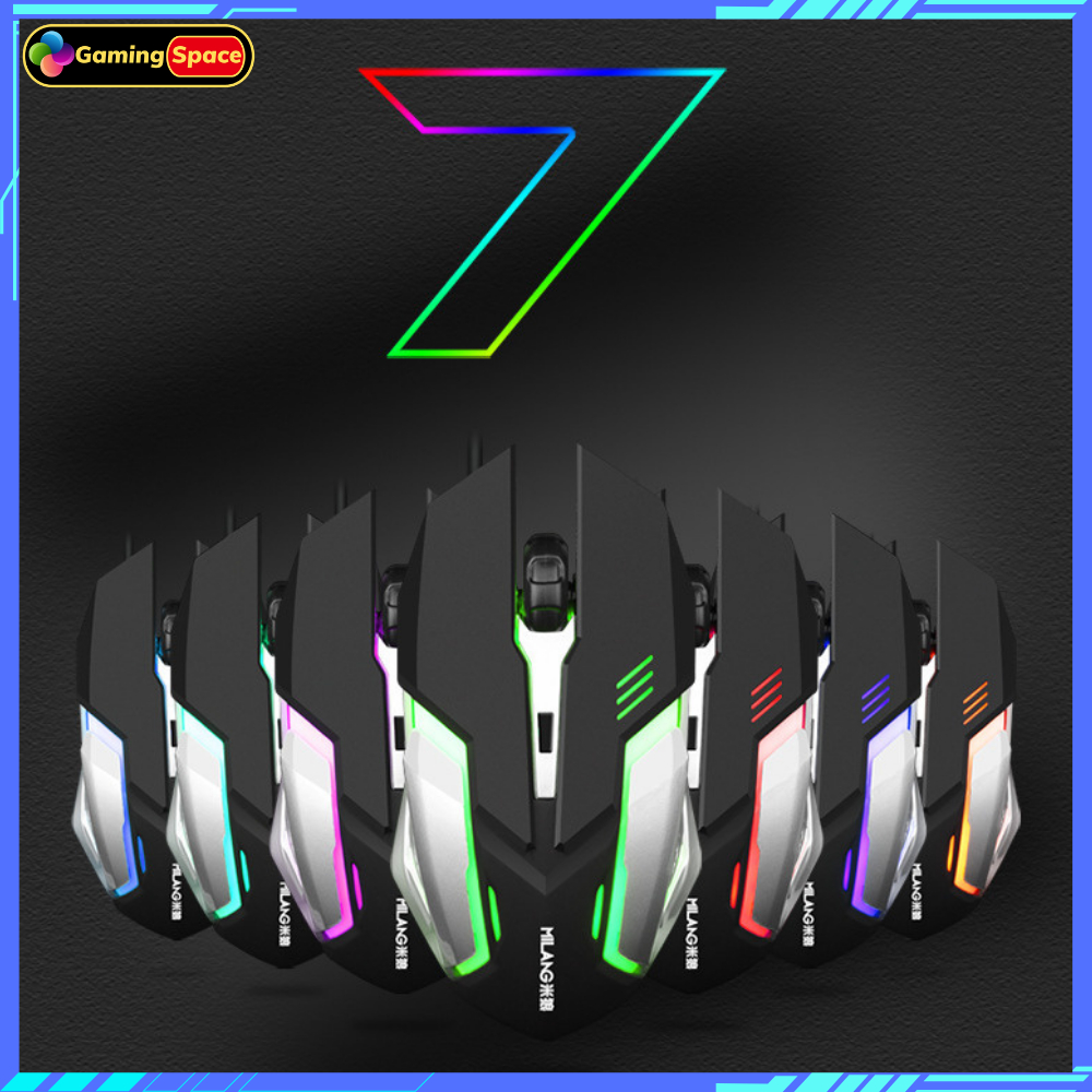 Chuột máy tính gaming có dây M6 dạ quang led RGB 7 màu , siêu đầm tay