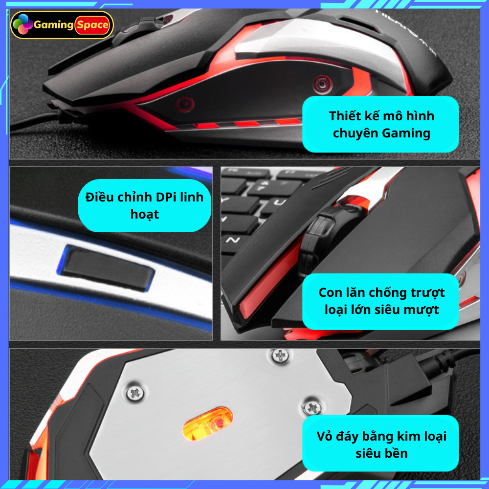 Chuột máy tính gaming có dây M6 dạ quang led RGB 7 màu , siêu đầm tay