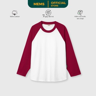 Flexible raglan White Plum | MEMS Áo thun cotton nam nữ tay dài trơn cổ tròn áo phối màu