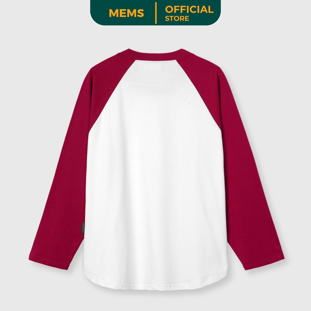Flexible raglan White Plum | MEMS Áo thun cotton nam nữ tay dài trơn cổ tròn áo phối màu