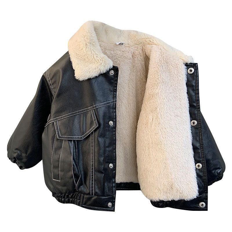 Áo khoác da lót lông siêu ấm thời trang bé trai