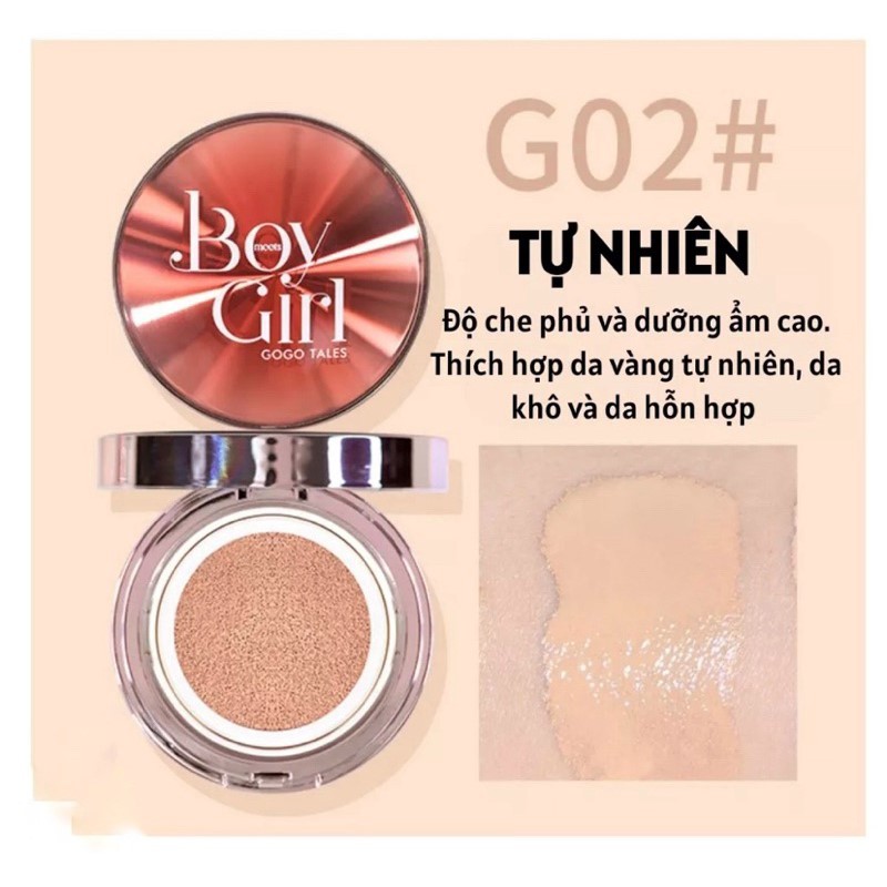 Phấn nước cushion GOGO TALES Boy Girl dưỡng ẩm che khuyết điểm kèm lõi thay thế GT471 Cao Cấp