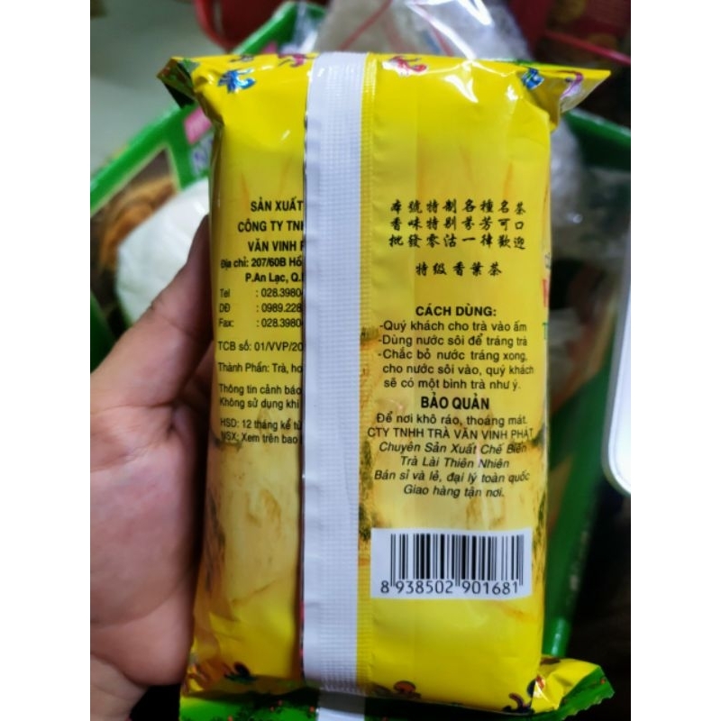 Trà lá xanh VĂN VINH PHÁT nhãn hiệu em bé