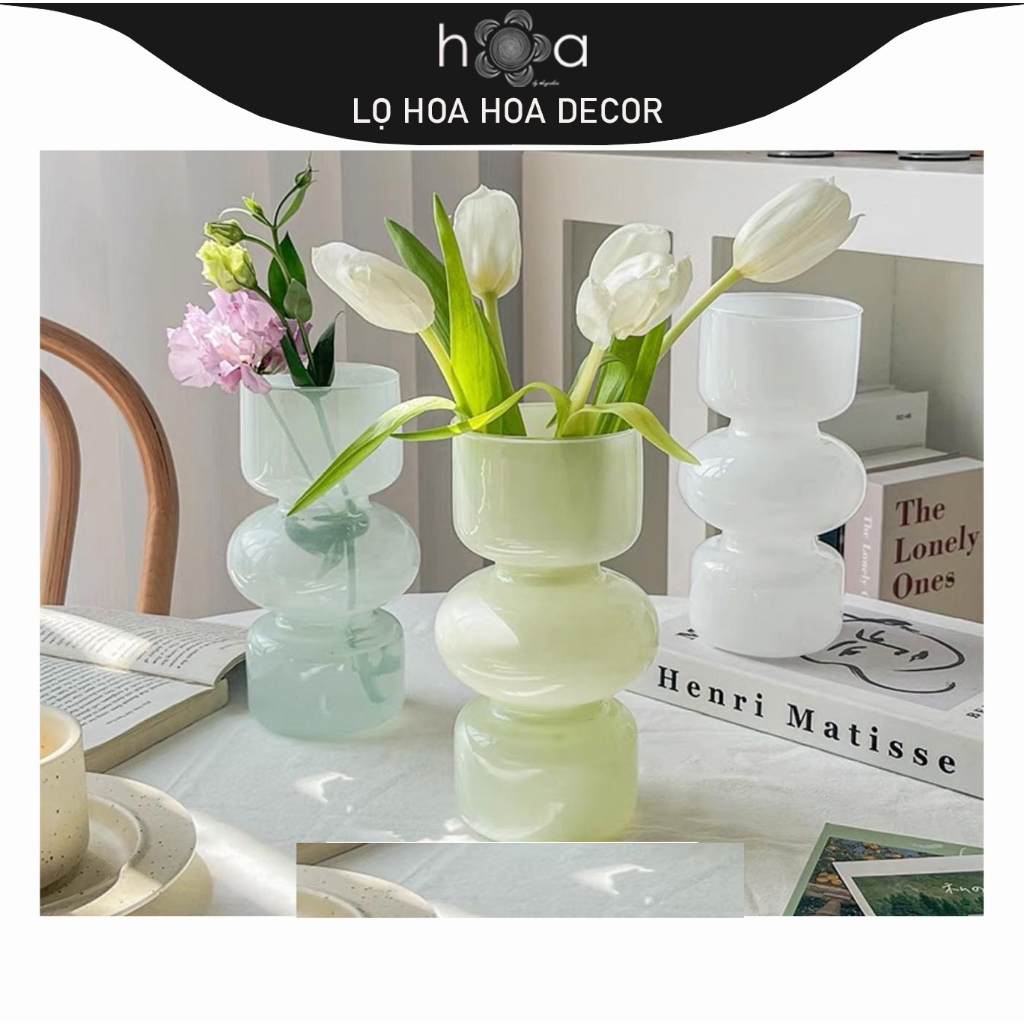 Lọ hoa thủy tinh dáng trụ tròn xinh(có ảnh chụp thật).Lọ hoa h.O.a Decor