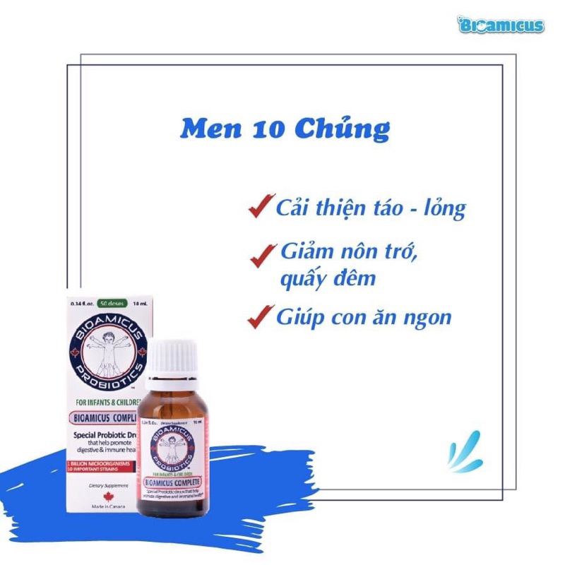 Men vi sinh Bioamicus Complete 10 chủng, men 10 chủng nhập khẩu chính hãng Canada