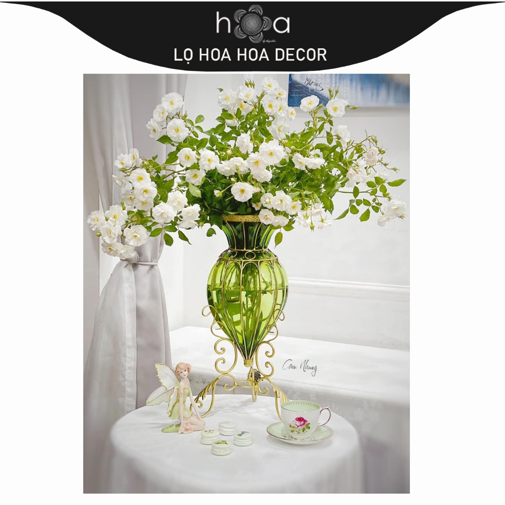 Lọ hoa thủy tinh cao cấp, dáng cổ điển, chân kiềng uốn lượn(Có ảnh chụp thật)