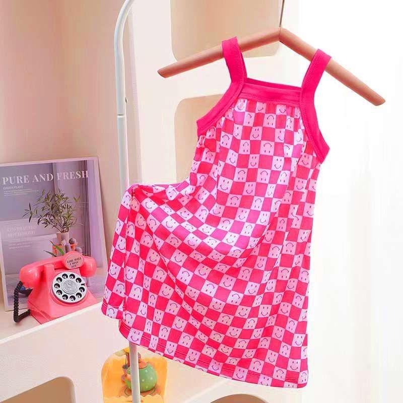 Váy Bé Gái 2 Dây, Đầm Công Chúa Họa Tiết Thời Trang Mùa Hè, Váy Bé Gái Bằng Thun Lạnh Cao Cấp