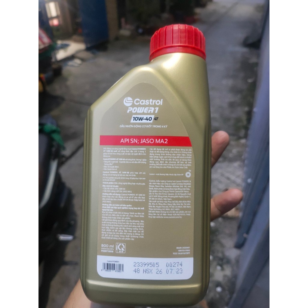 Dầu nhớt Castrol  xe số công thức cải tiến Power 1 Castrol 4T 10w40 800ml