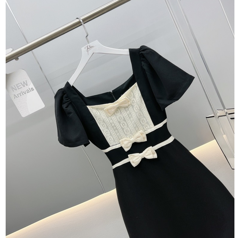 Đầm Dự Tiệc Cao Cấp MARIS DESIGN, Váy Đẹp Phối Ren Nơ Eo Đi Chơi Đi Làm M0014