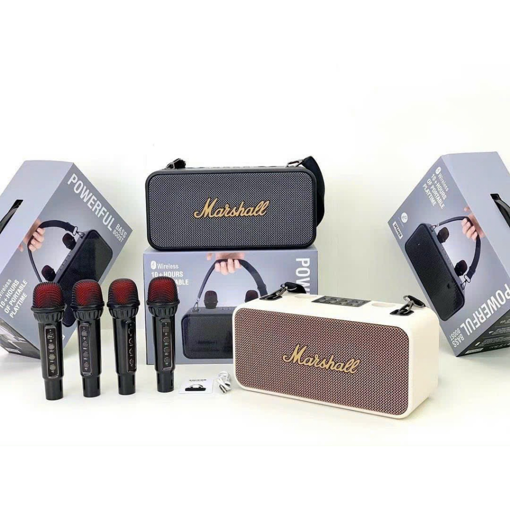 Loa bluetooth karaoke K186 kèm 2 micro không dây xách tay công xuất 20W âm thanh trầm ấm bass căng TECHIPS STORE