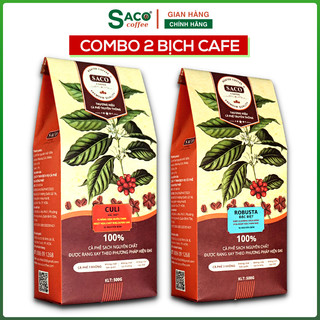 Cafe rang xay Robusta 500g & 500g Culi nguyên chất, cà phê pha phin pha máy, nguyên hạt, mộc từ Saco Coffee