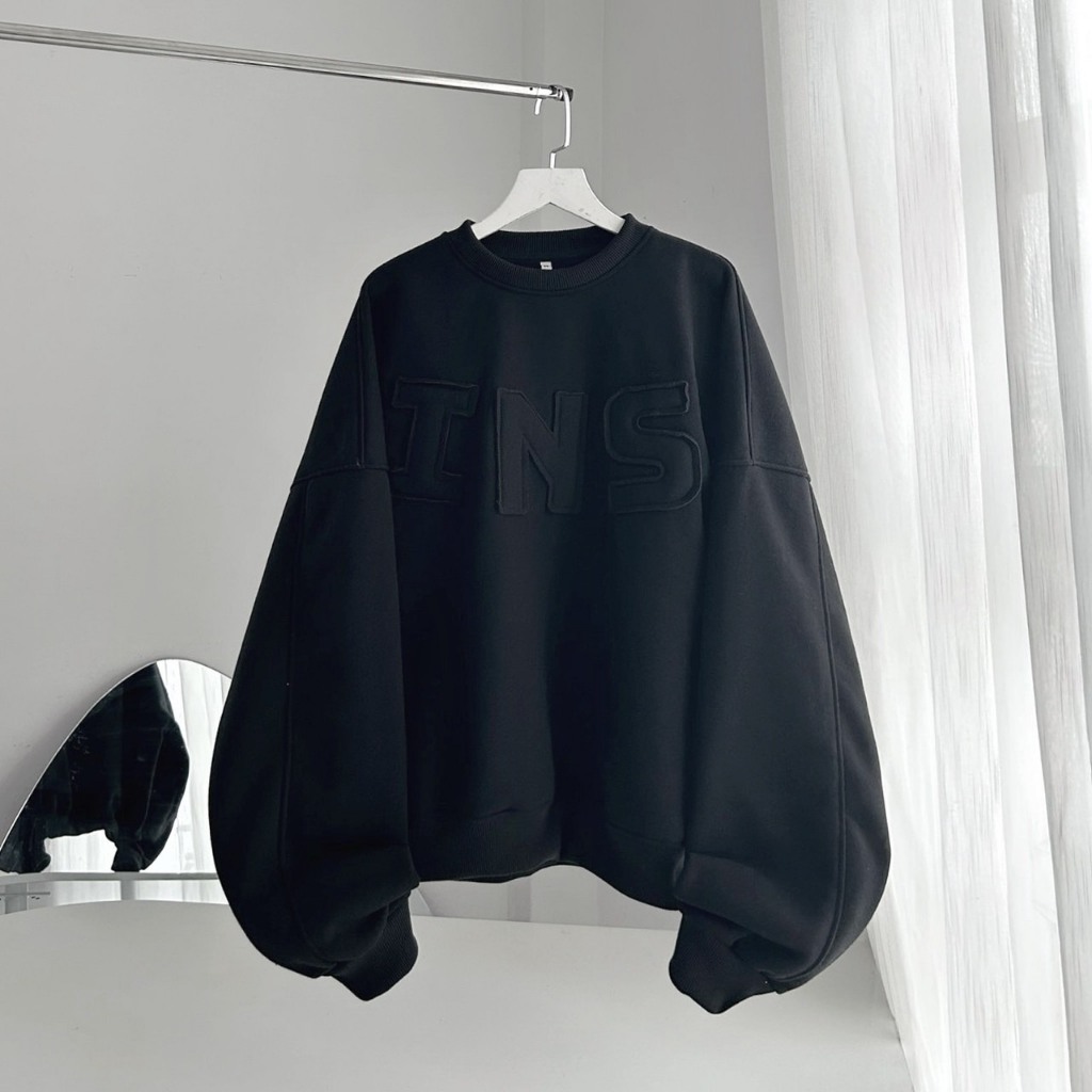 ÁO SWEATER INS màu ĐỎ chữ nổi form boxy khoác ngoài vải nỉ lót bông dày dặn nhiều màu sắc form rộng unisex