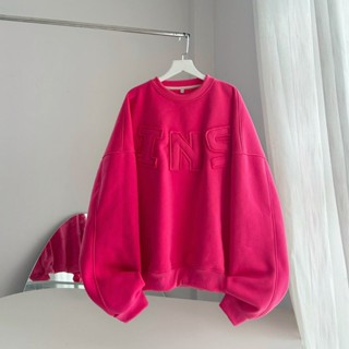 ÁO SWEATER màu HỒNG CHỮ NỔI INS nhiều màu form ngắn boxy vải nỉ lót bông dày dặn form rộng nam nữ