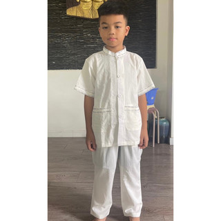 Đồ lam đi chùa # lãnh tụ viền bé trai linen