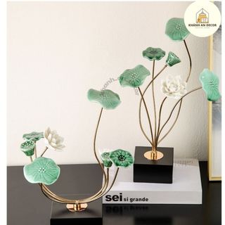 Hoa sen trắng mạ vàng cao cấp - KHÁNH AN DECOR -trang trí nhà cửa văn phòng riêng