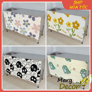 Rèm che bếp 150*70/ 220*70cm dán kệ bếp tủ bếp mini phòng trọ KÈM GAI DÁN Marydecor tiện dụng