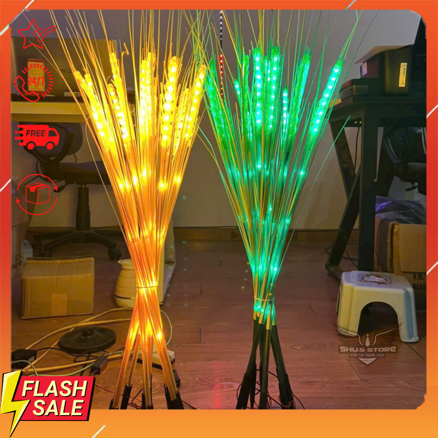 Đèn Led Bông Lúa Vàng Tài Lộc Bó 10 Bông Có Tụ Nhôm Chống Cháy Nổ Loại 14 Hạt Cao 95cm Tặng Kèm Phích Cắm
