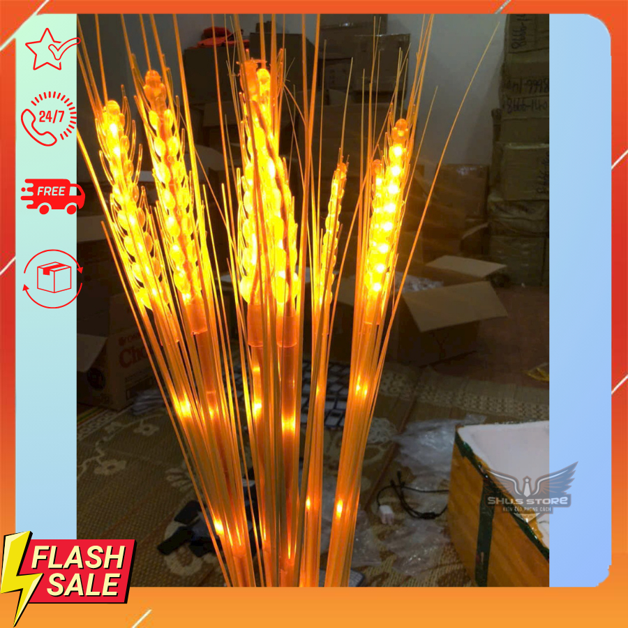 Đèn Led Bông Lúa Vàng Tài Lộc Bó 10 Bông Có Tụ Nhôm Chống Cháy Nổ Loại 14 Hạt Cao 95cm Tặng Kèm Phích Cắm