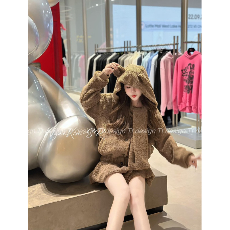 Set bộ len lông con gấu siêu hot