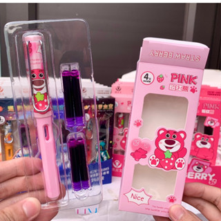 Set Bút Máy Xóa Được (Tặng Kèm 4 Ống Mực) Hình Phi Hành Gia, Gấu Dâu, Anime Dễ Thương, Bút Mực Xóa Được Siêu Hot