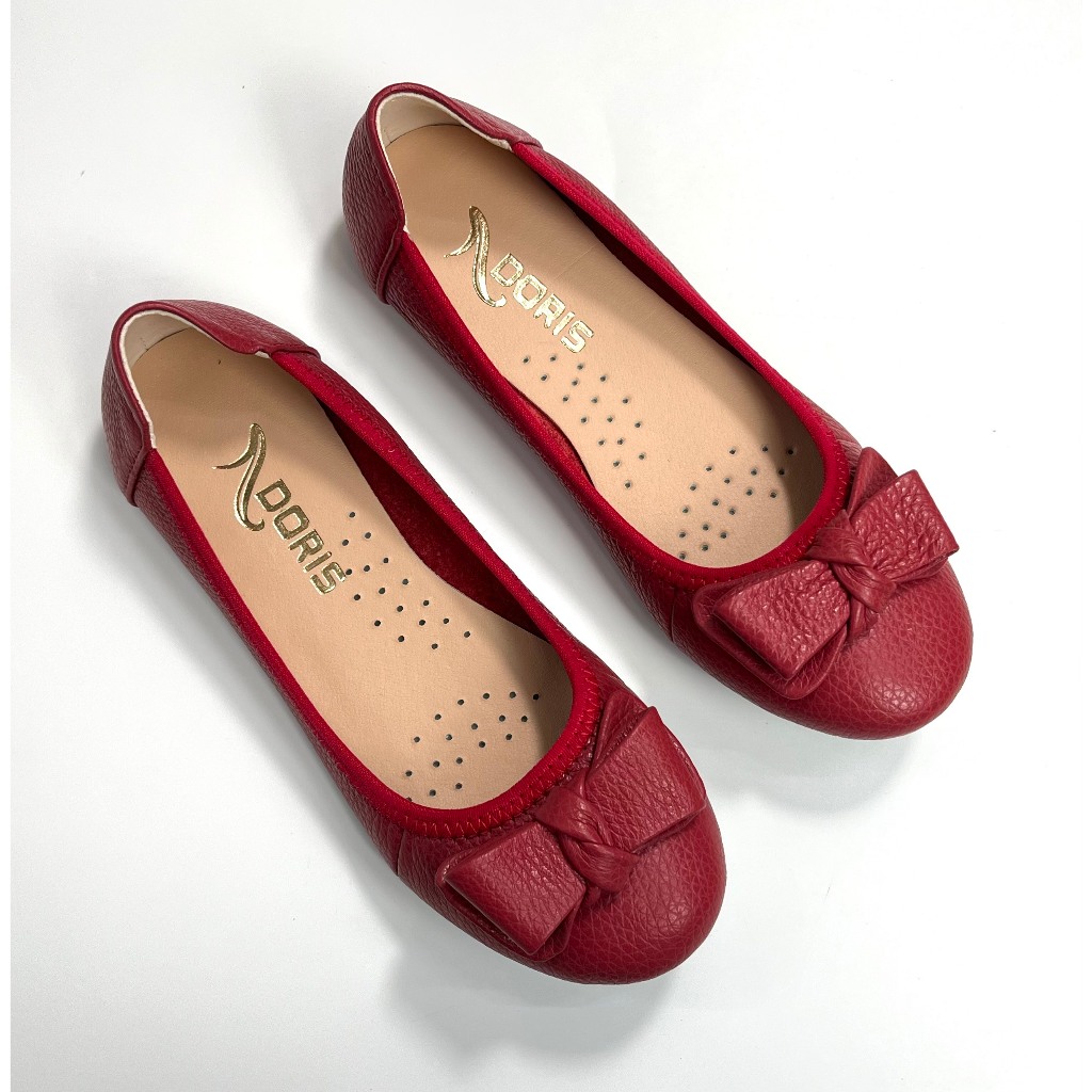 Giày búp bê da thật mũi tròn gắn nơ  DN001- CÓ BẢO HÀNH- SIZE CHUẨN.