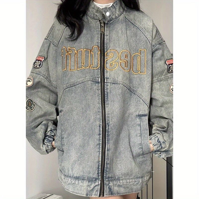 Áo khoác jeans thêu hình unisex phù hợp cho cả nam và nữ