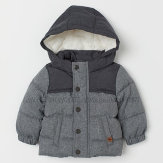 Áo khoác Parka chần bông lót nỉ HM siêu ấm dành cho bé trai 4M-12M (Form to)