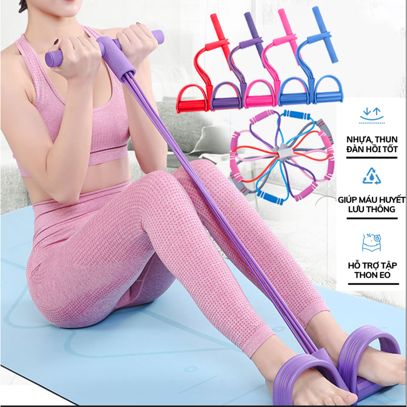 Dây kéo đàn hồi tập Yoga & Gym Chính Hãng - Dây kéo chữ B có bàn đạp chân & Dây số 8 - Chất liệu cao su siêu đàn hồi.