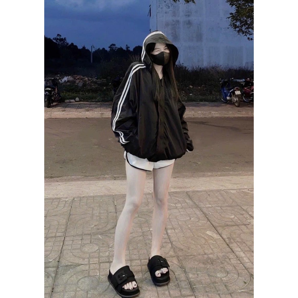 Áo gió nữ, áo khoá gió có mũ viền 2 sọc cho bạn nữ xinh đẹp - Xmax Fashion
