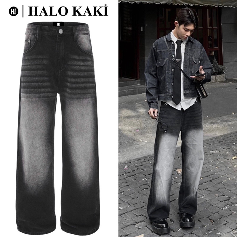 JEANS WASH ĐEN KHÓI BẠC COOL TRƠN NGẦU HALO KAKI cực cháy