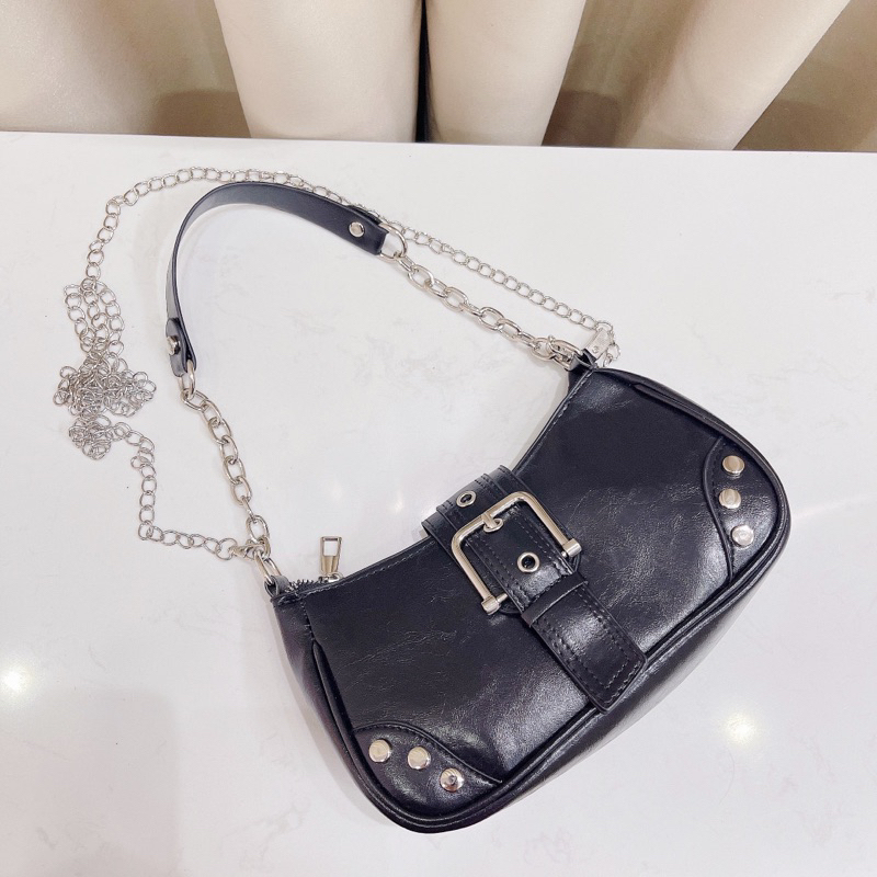 Túi đeo chéo đeo vai dây phối xích 2 góc 3 đinh mẫu mới