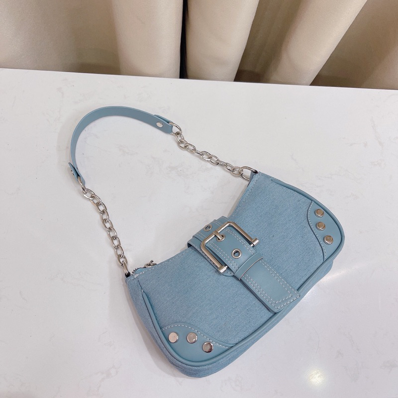 Túi đeo chéo đeo vai dây phối xích 2 góc 3 đinh mẫu mới