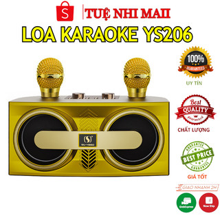 Loa karaoke bluetooth ys206 - bass treble cực mạnh kèm 2 mic karaoke không dây - tích hợp echo, reverb - vol - tone