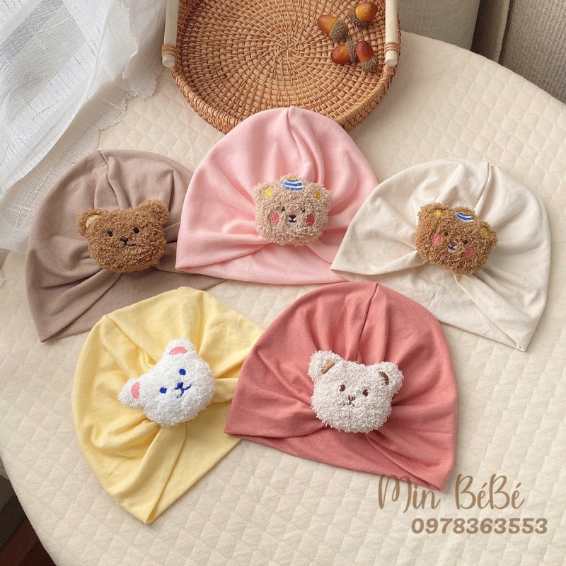 Mũ turban gấu bông dễ thương cho bé gái