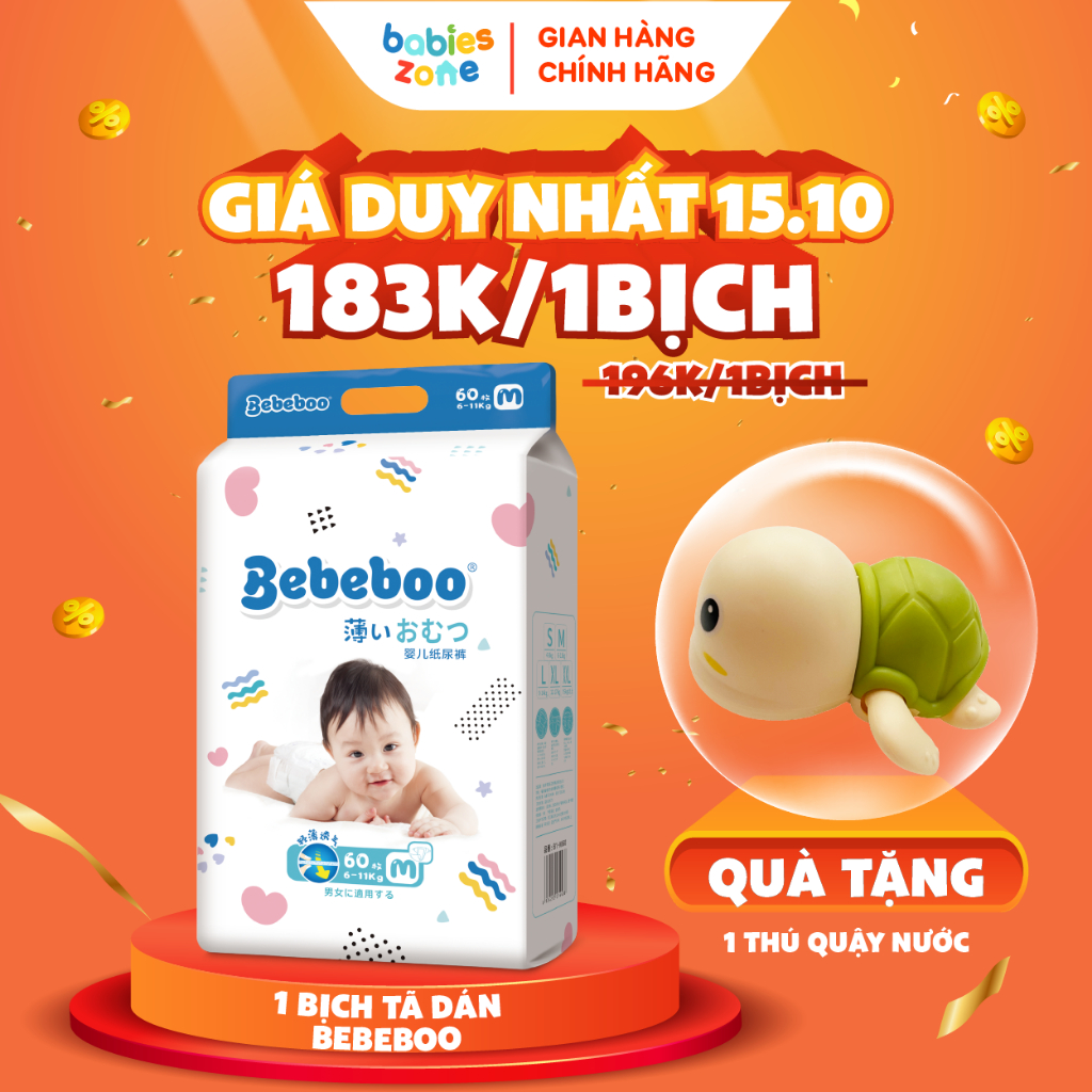 Tã Bỉm Dán BEBEBOO có đủ size thương hiệu Nhật Bản thấm hút cực nhanh