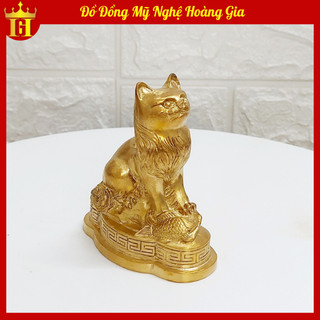Tượng Mèo Phong Thủy Bằng Đồng Nguyên Chất