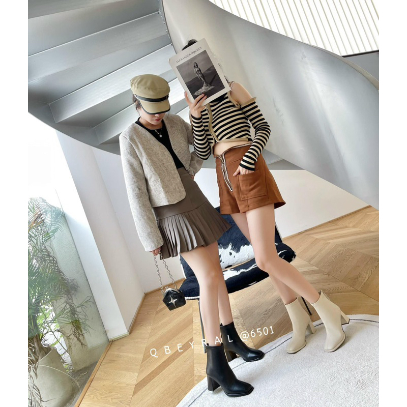 Boots trơn 7p khoá sau - Bunny Shoes