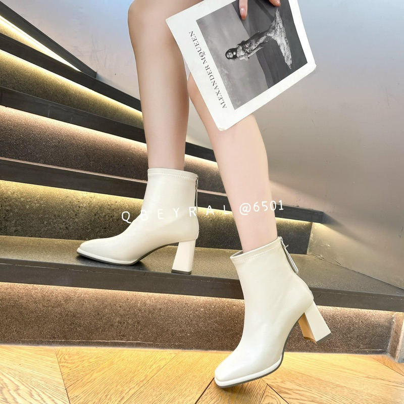 Boots trơn 7p khoá sau - Bunny Shoes