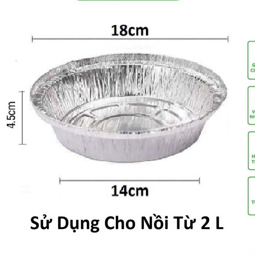Khuôn bạc nướng chữ nhật 1000ML, khay giấy bạc tròn sử dụng cho nồi chiên không dầu, khay bạc nướng đi picnic, cắm trại