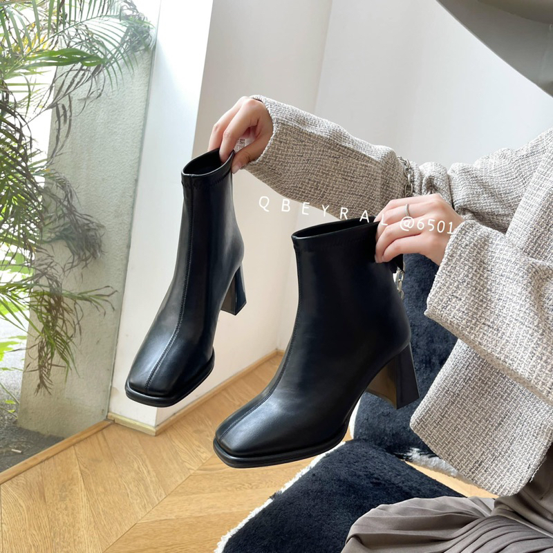 Boots trơn 7p khoá sau - Bunny Shoes