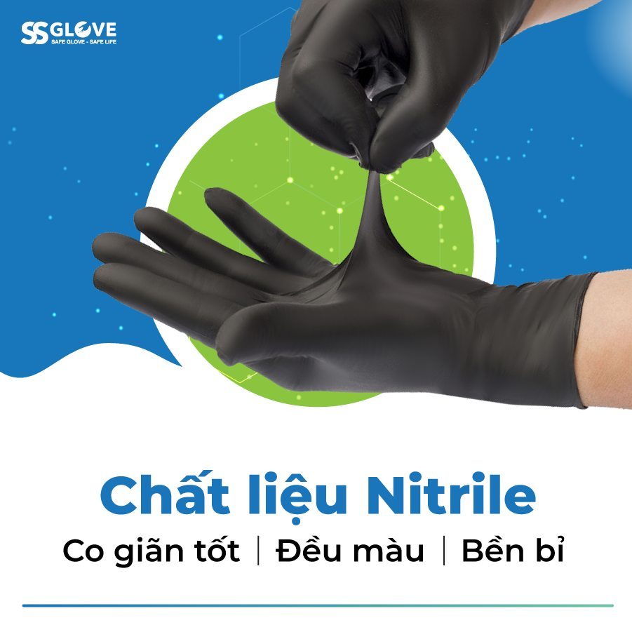 Găng Tay Màu Đen Nitrile - Hộp Trắng