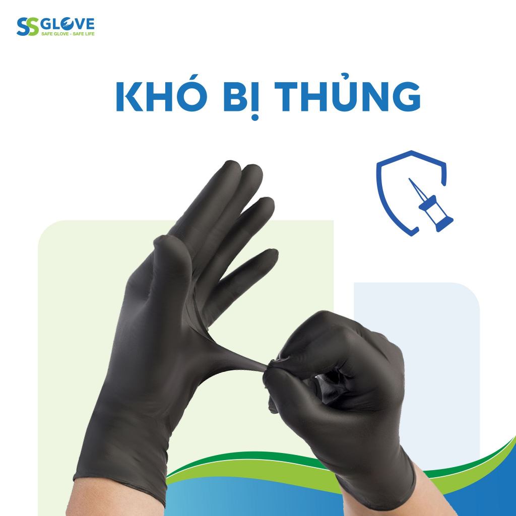 Găng Tay Màu Đen Nitrile - Hộp Trắng