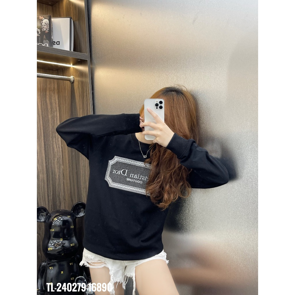 🔥Hot🔥Áo nỉ Dior thêu bảng thiết kế hot trend Nam Nữ Thu Đông 2023