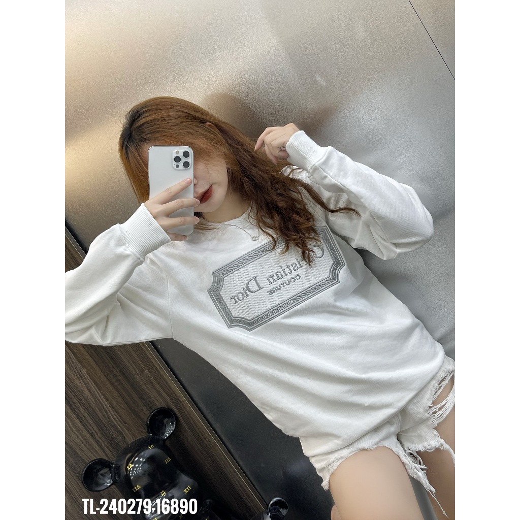 🔥Hot🔥Áo nỉ Dior thêu bảng thiết kế hot trend Nam Nữ Thu Đông 2023