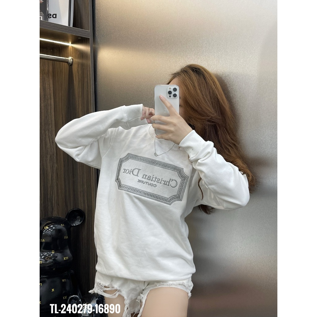 🔥Hot🔥Áo nỉ Dior thêu bảng thiết kế hot trend Nam Nữ Thu Đông 2023